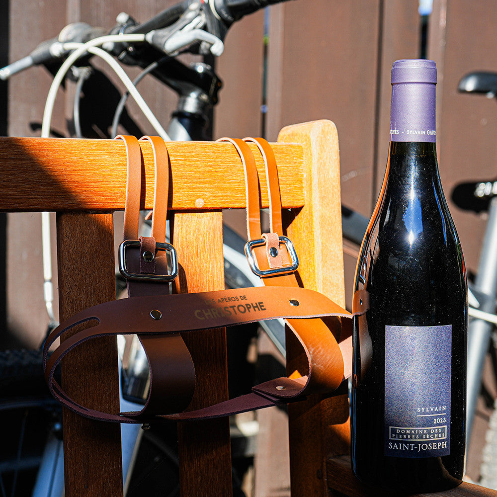 Porte-Bouteille Cuir pour Vélo à Personnaliser - Vin