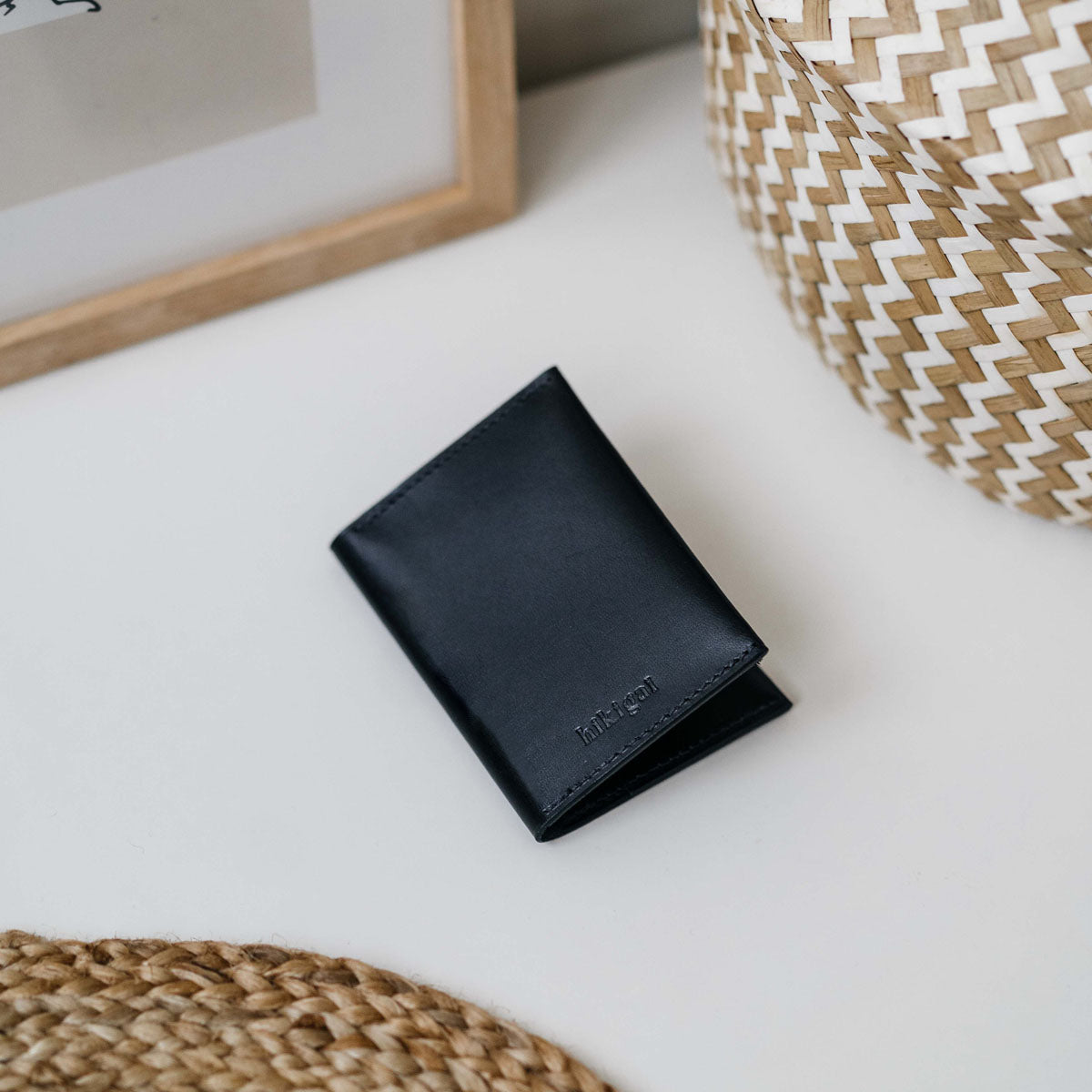 Porte-cartes pliable en cuir personnalisable