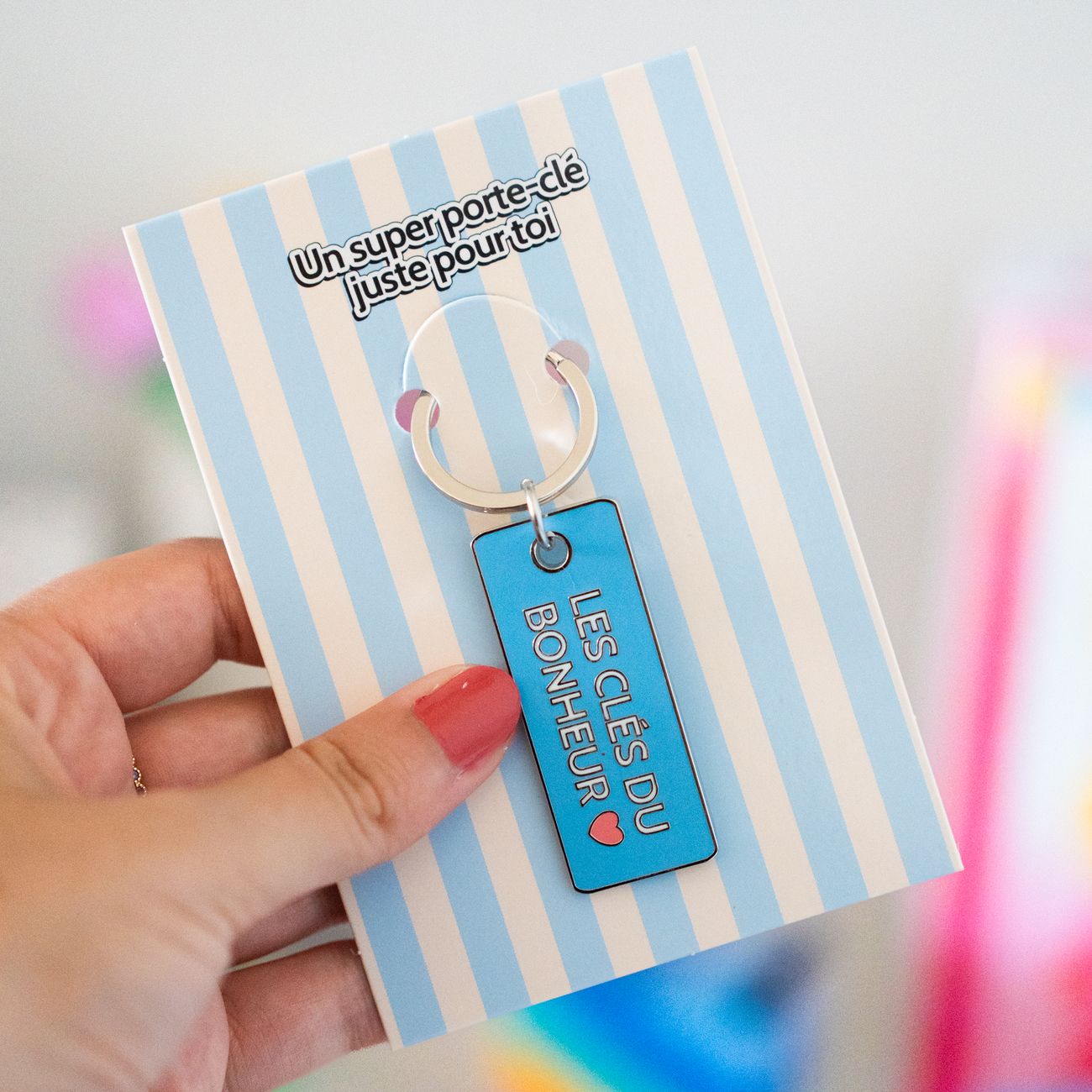 Porte-clés en métal Les clés du bonheur