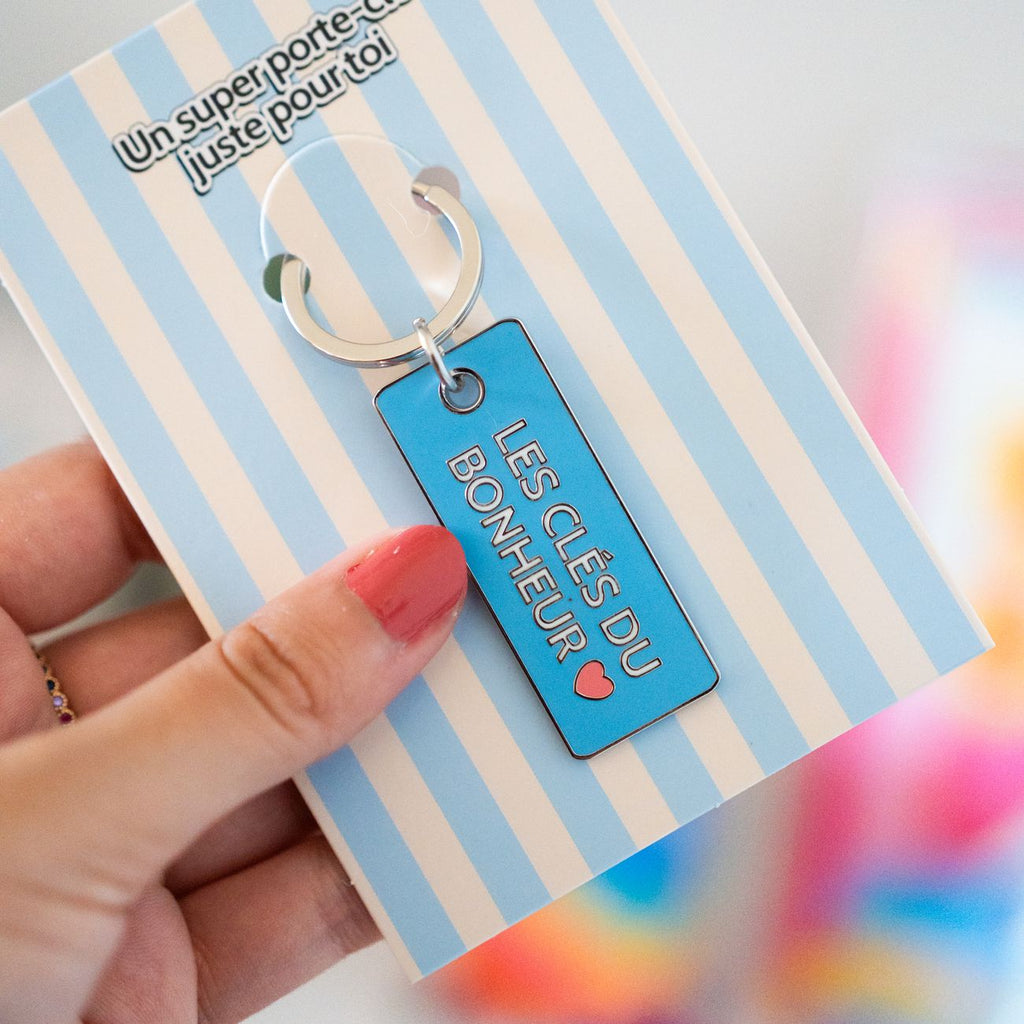 Porte-clés métal message Les clés du bonheur