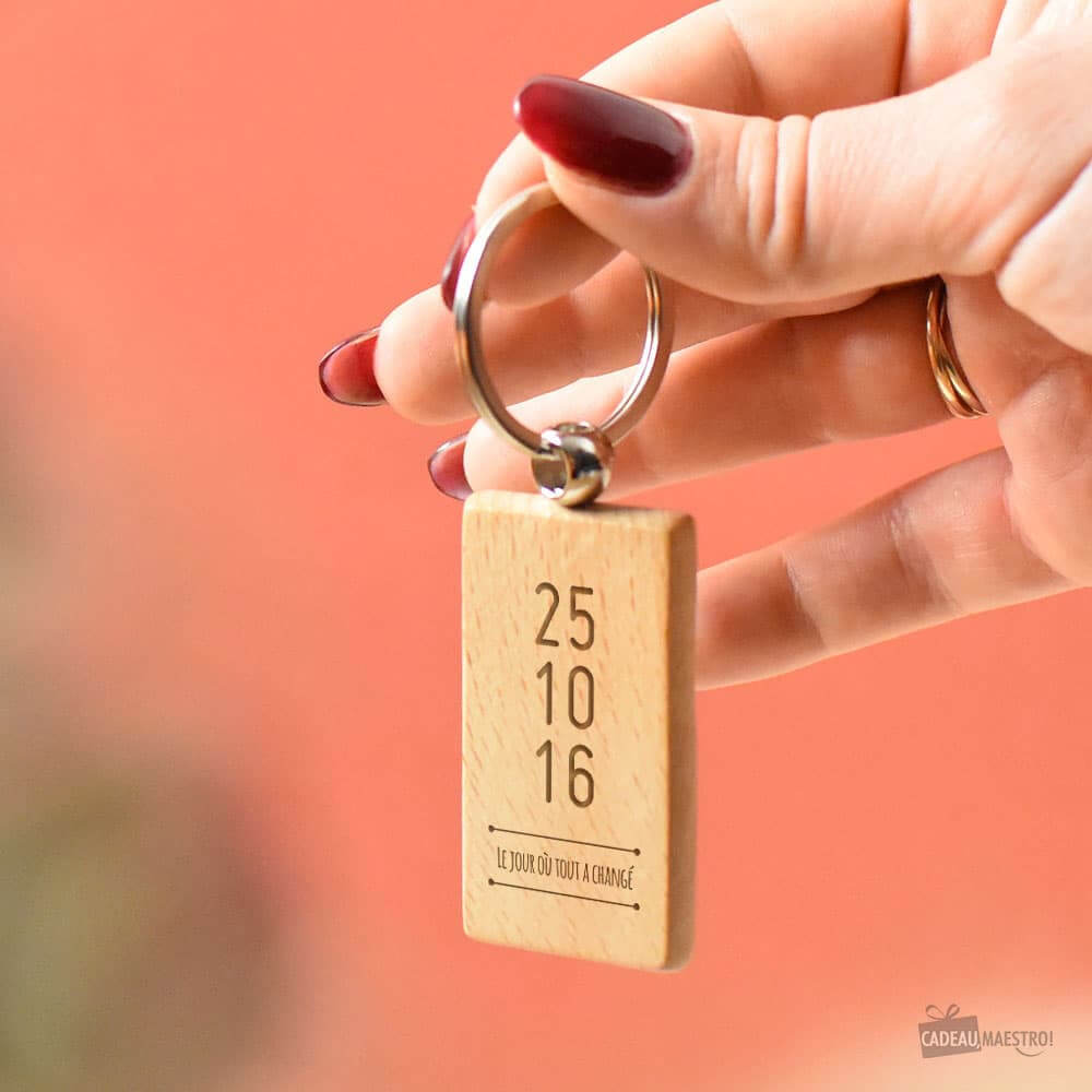Porte-Clés Date Importante à Personnaliser - Porte-Clés Personnalisé CadoMaestro