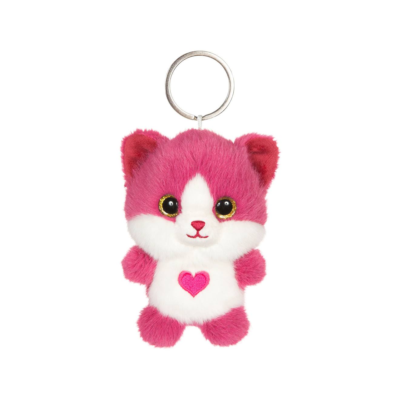Porte-clés peluche chat doux pour enfant rose