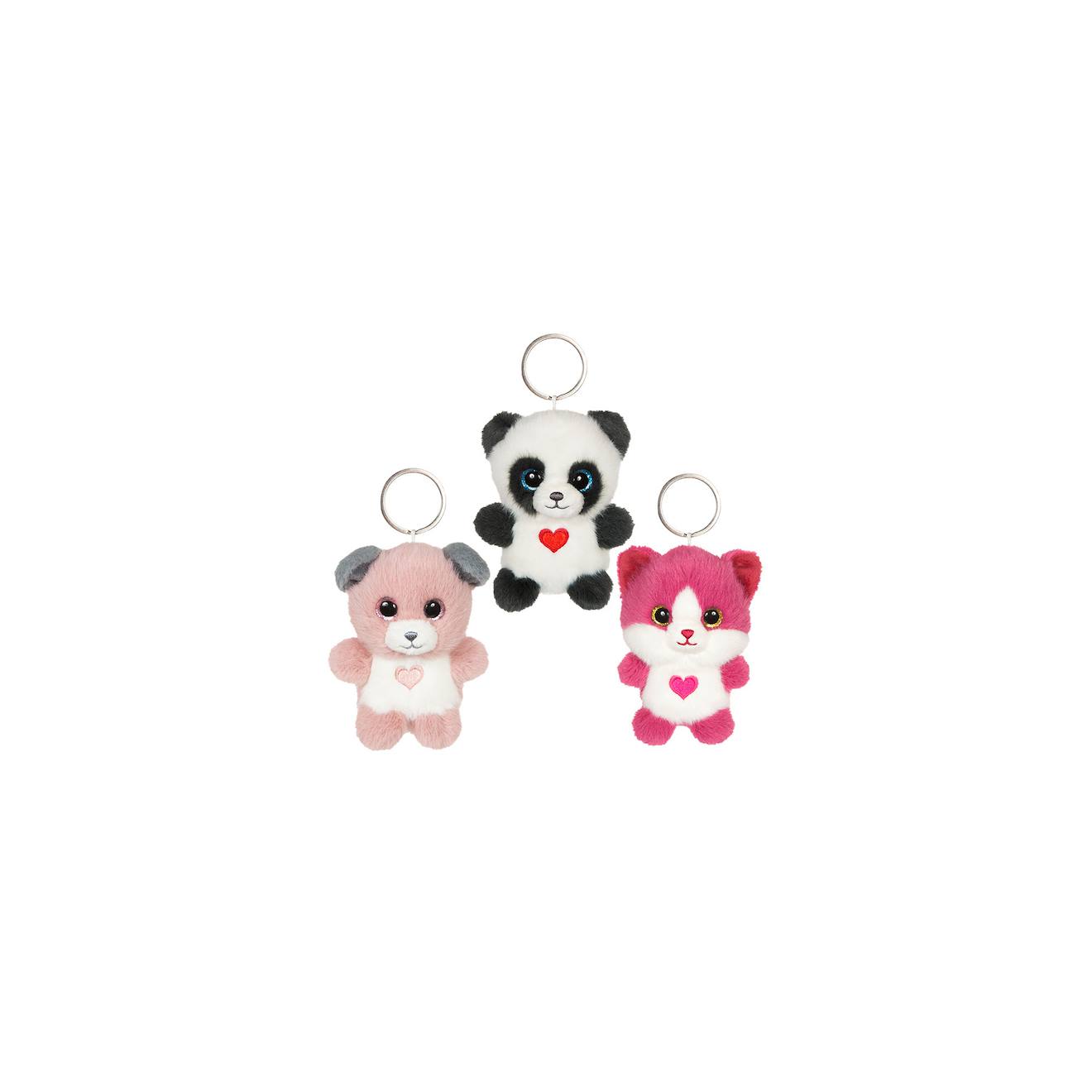 Porte-clés peluche chat doux pour enfant rose