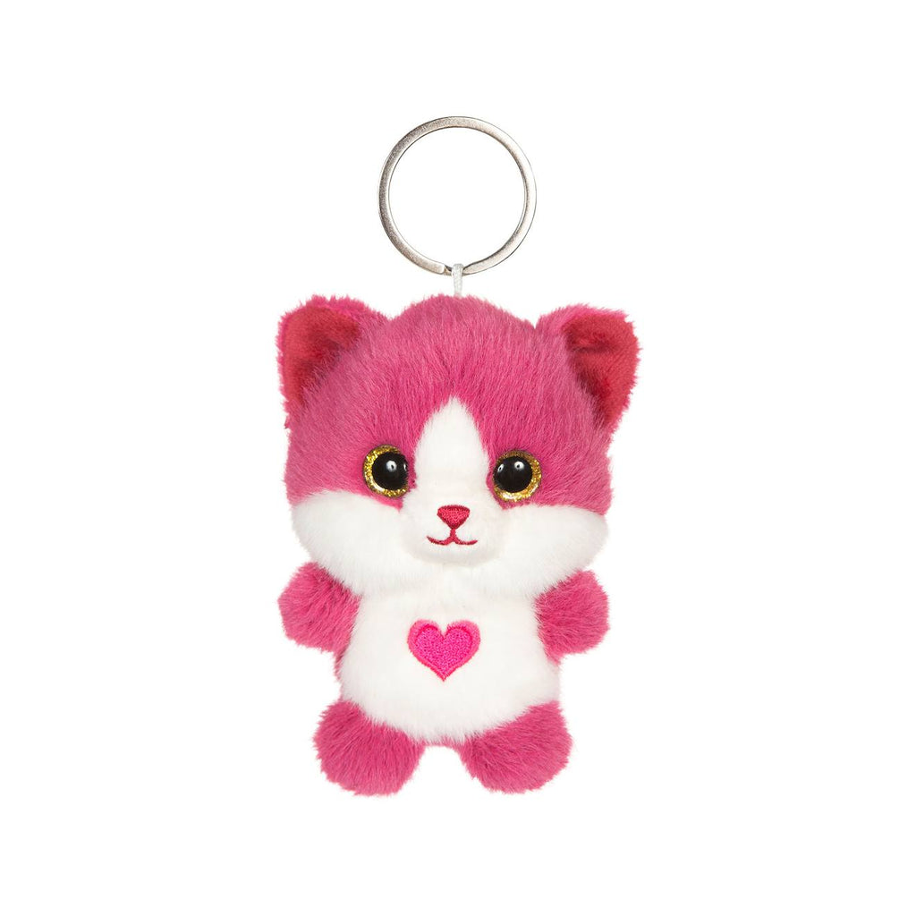 Porte-clés peluche chat doux pour enfant rose