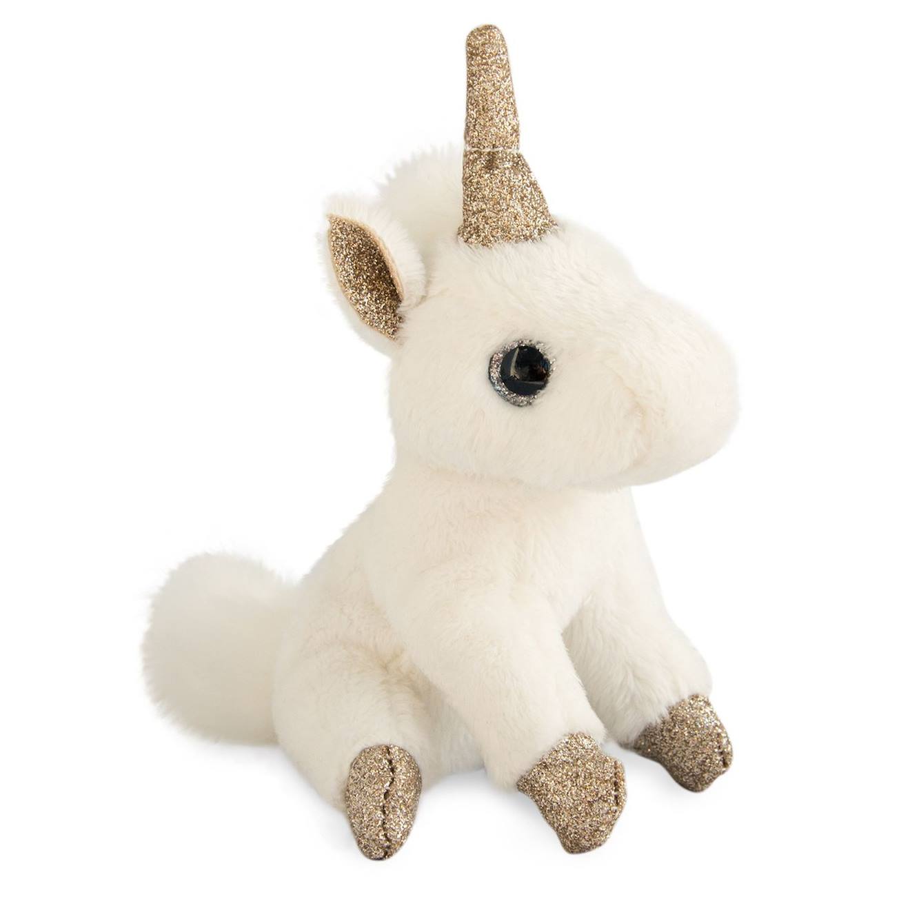 Porte-clés peluche licorne or blanc