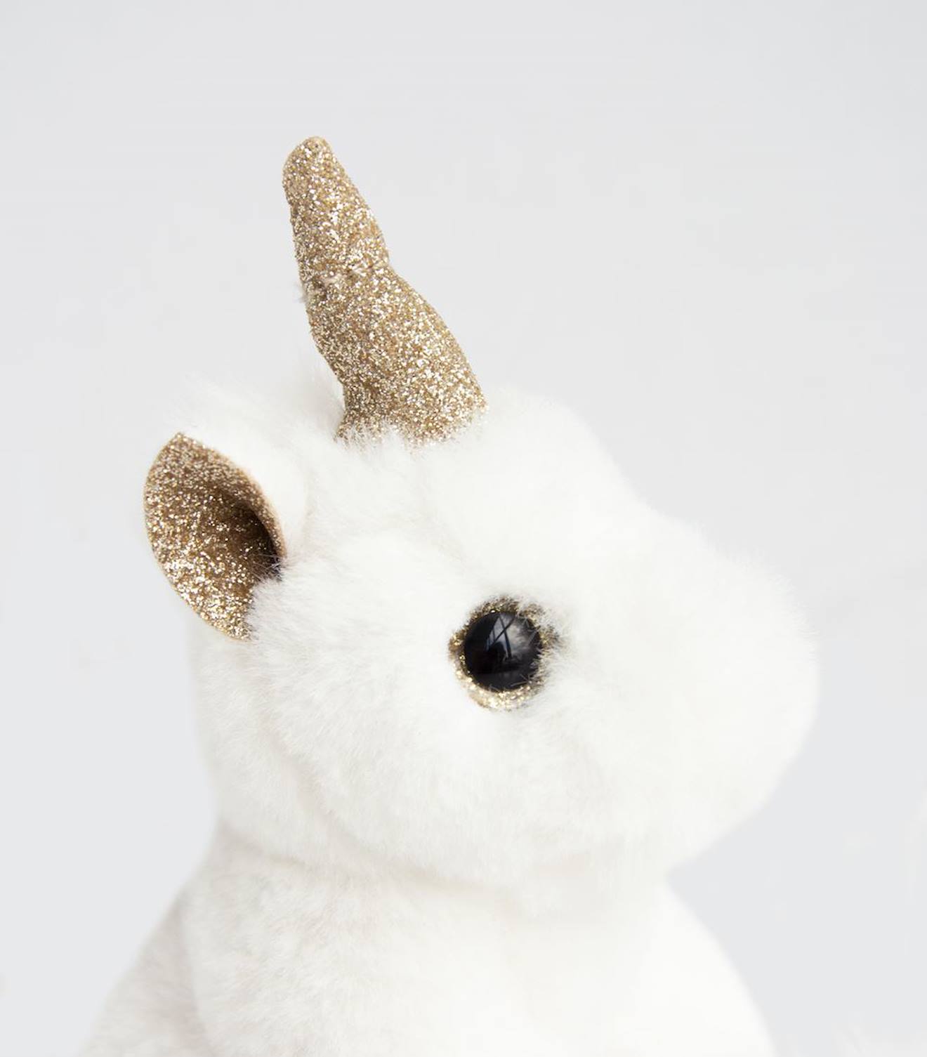 Porte-clés peluche licorne or blanc