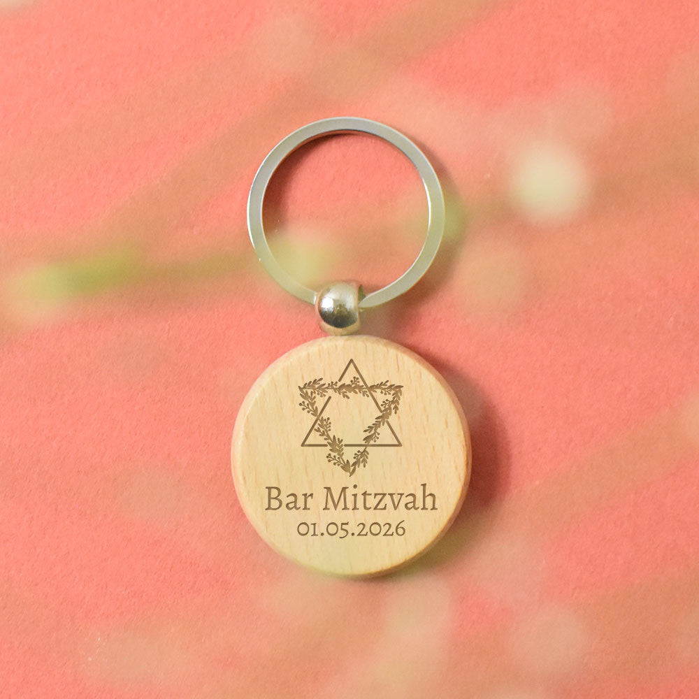 Porte-Clés Rond Fête Hanouka à Personnaliser - Porte-Clés Personnalisé