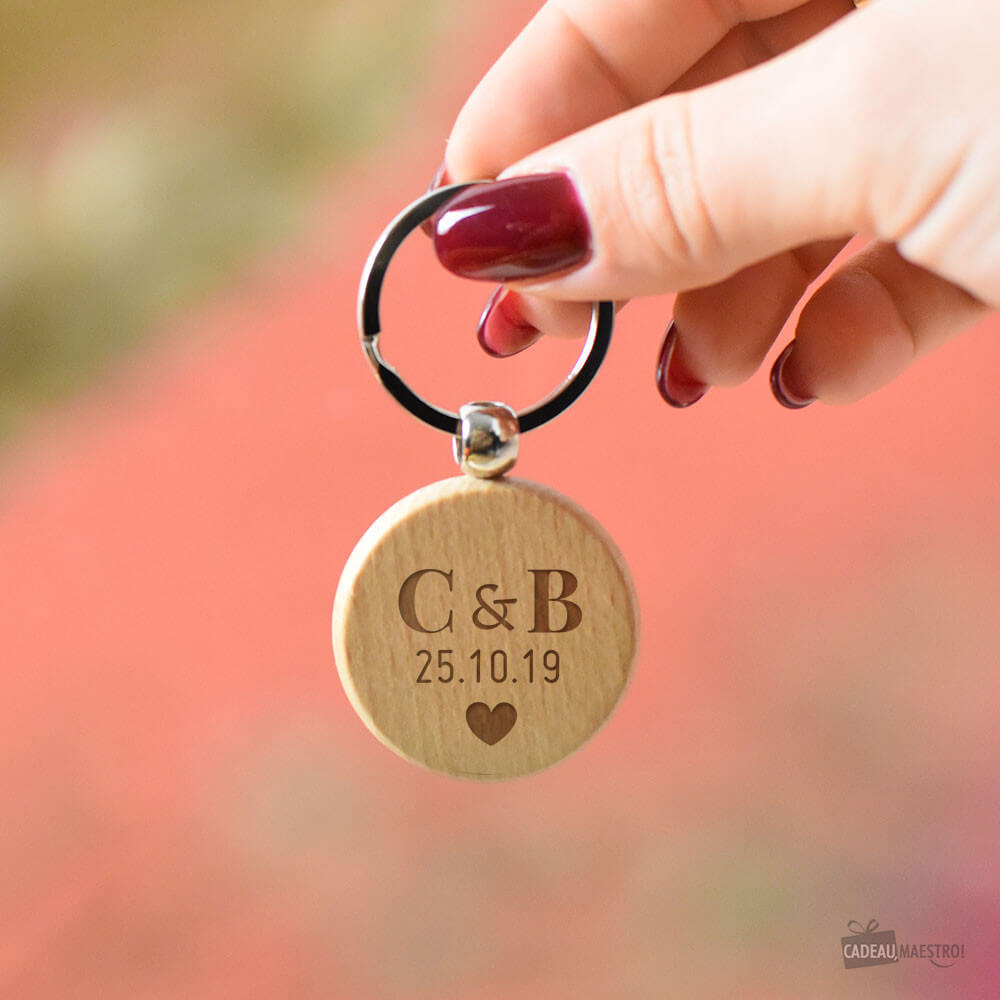 Porte-Clés Rond Love à Personnaliser - Porte-Clés Personnalisé