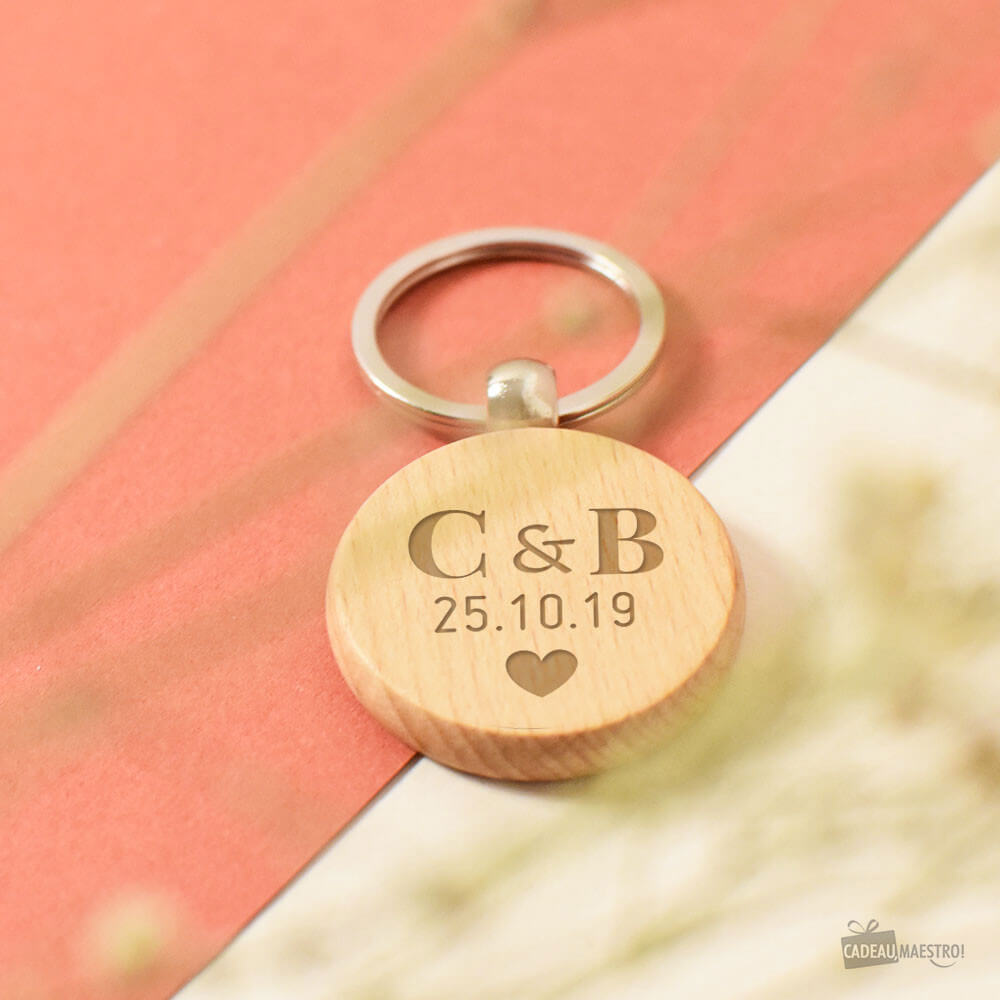 Porte-Clés Rond Love à Personnaliser - Porte-Clés Personnalisé