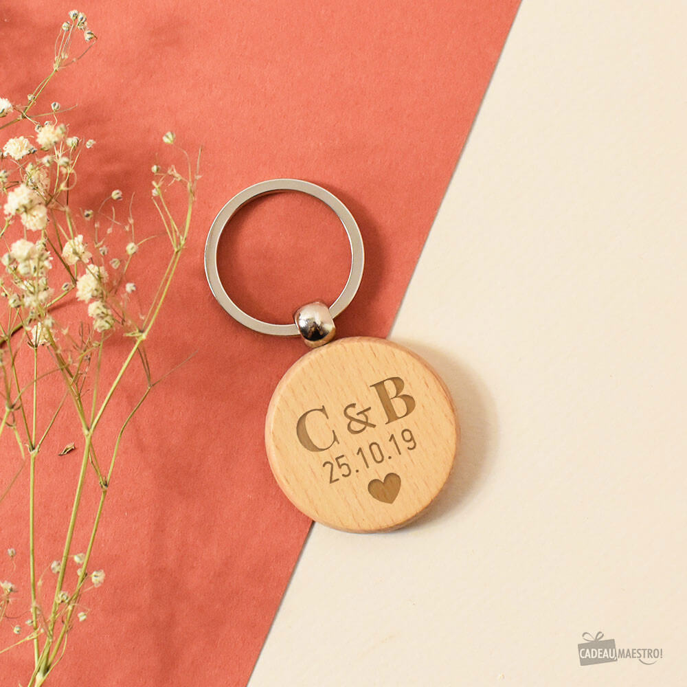Porte-Clés Rond Love à Personnaliser - Porte-Clés Personnalisé