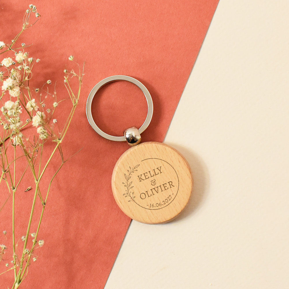 Porte-Clés Rond Mariage à Personnaliser - Porte-Clés Personnalisé