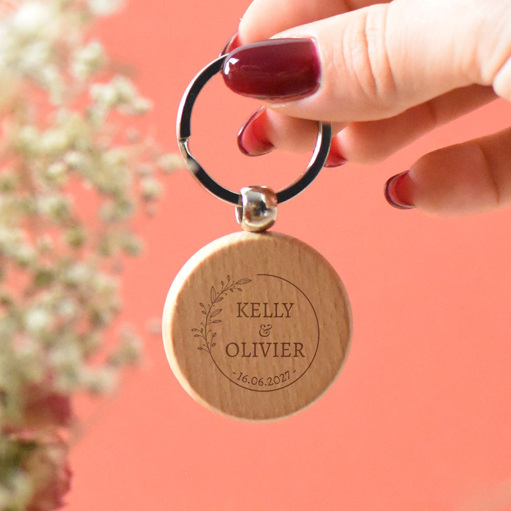 Porte-Clés Rond Mariage à Personnaliser - Porte-Clés Personnalisé