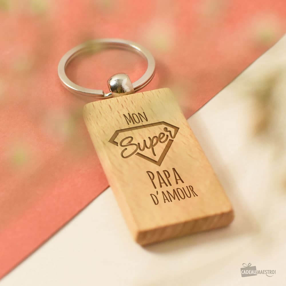 Porte-Clés Super Papa à Personnaliser - Porte-Clés Personnalisé
