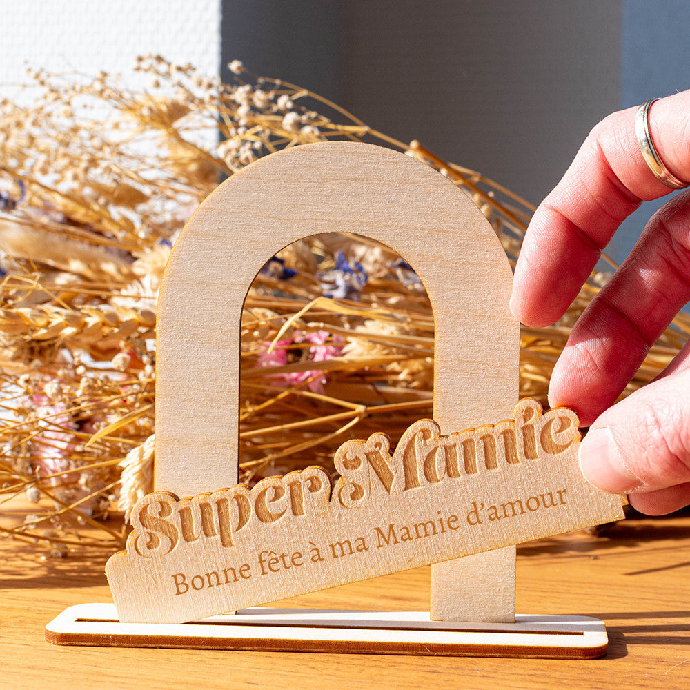 Porte-Photo Super Mamie en Bois à Personnaliser - Objet Déco Original