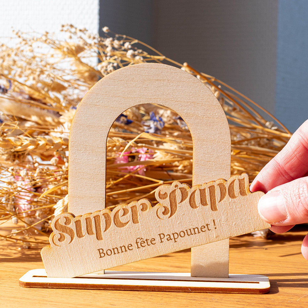 Porte-Photo Super Papa en Bois à Personnaliser - Objet Déco Original