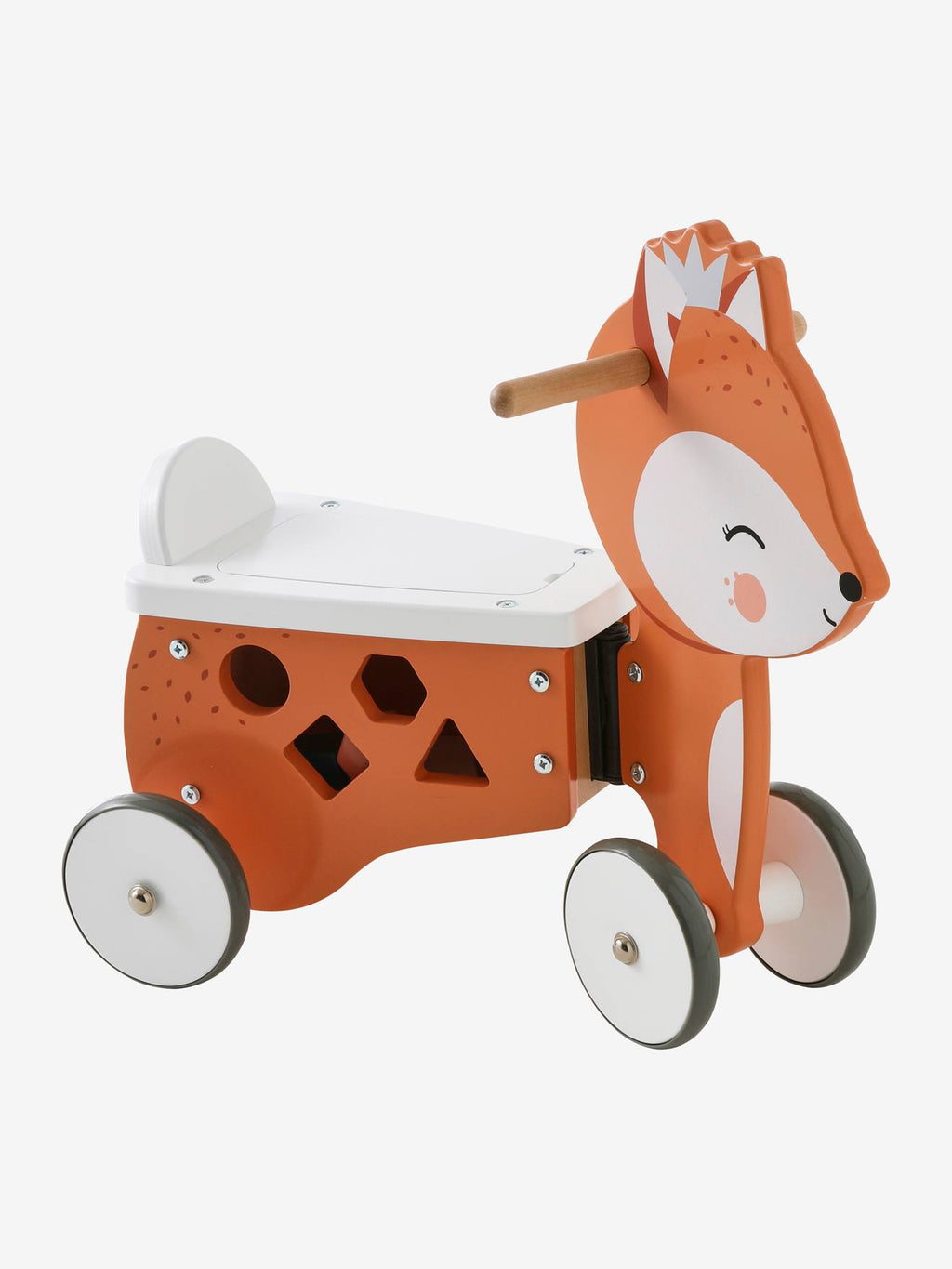 Porteur coffre renard en bois FSC marron moyen uni avec décor
