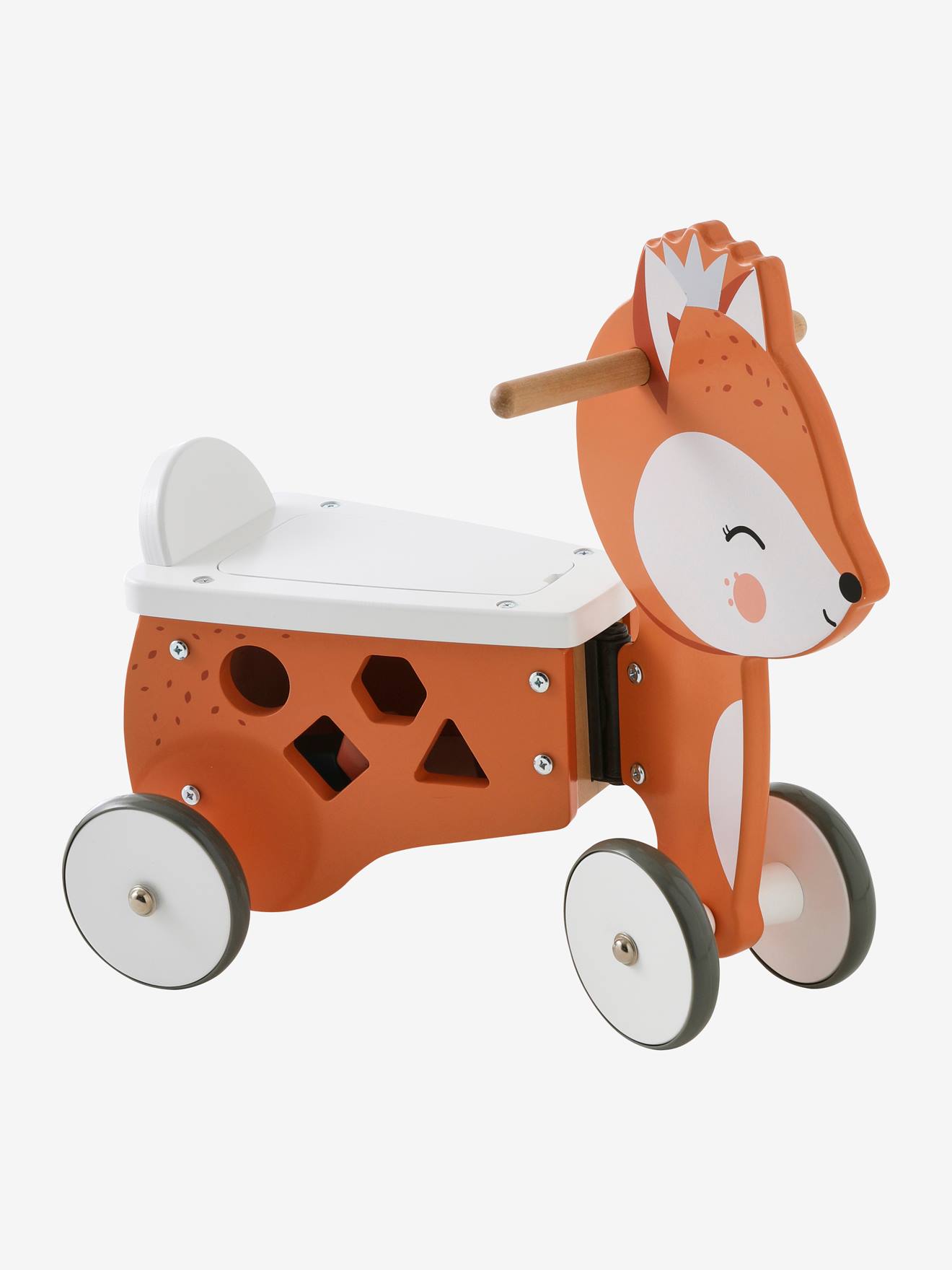 Porteur coffre renard en bois FSC marron moyen uni avec décor