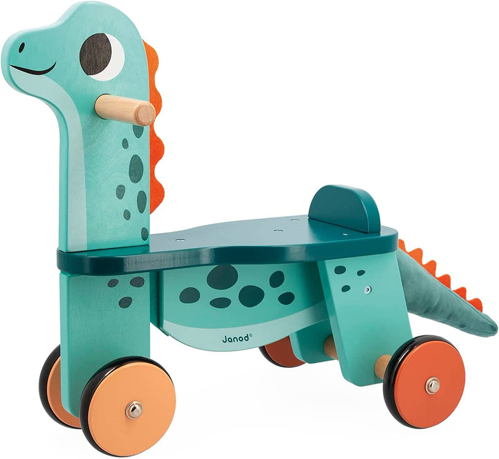 Porteur dino portosaurus en bois FSC bleu