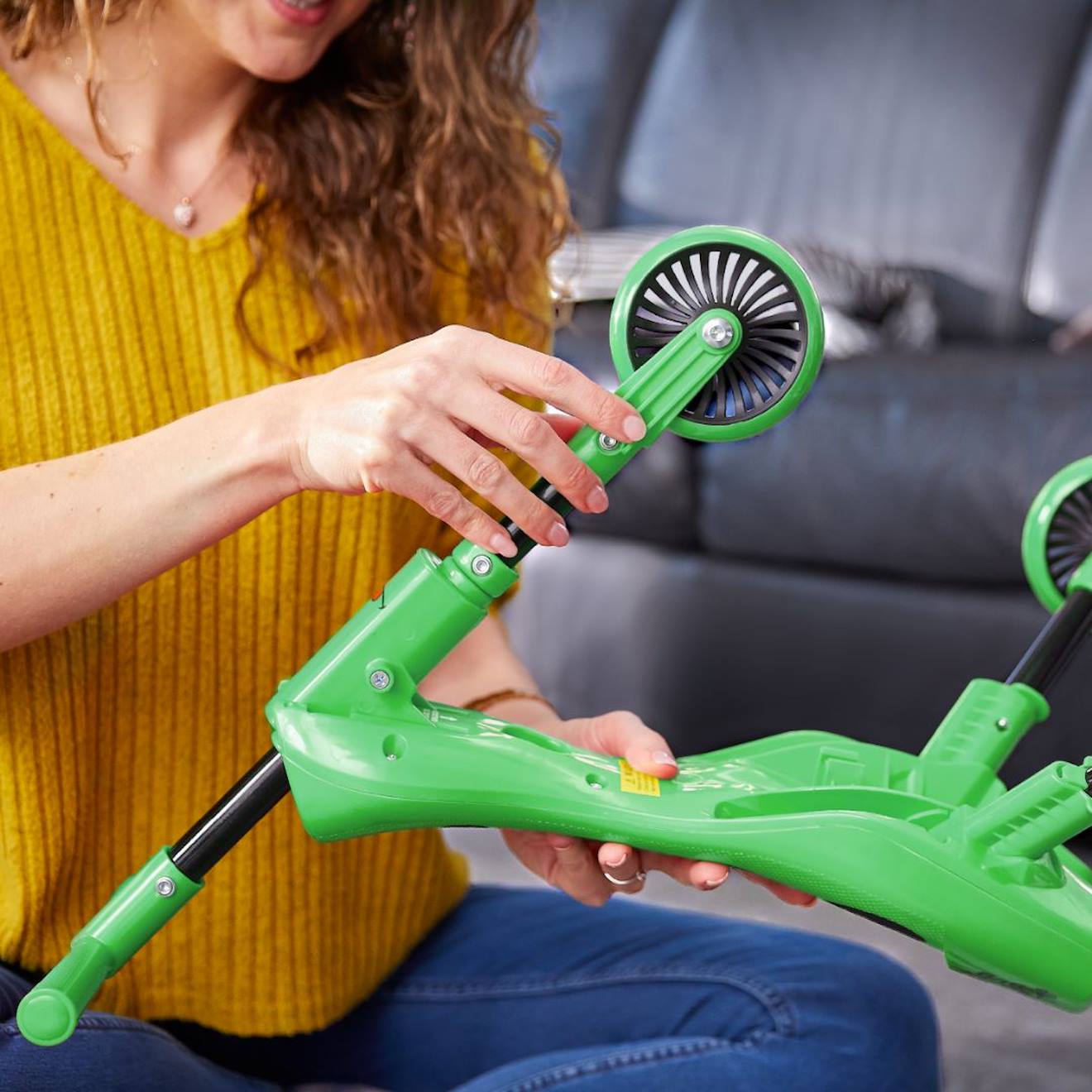 Porteur enfant pliable 3 roues scuttlebug grasshopper métal jaune - vert