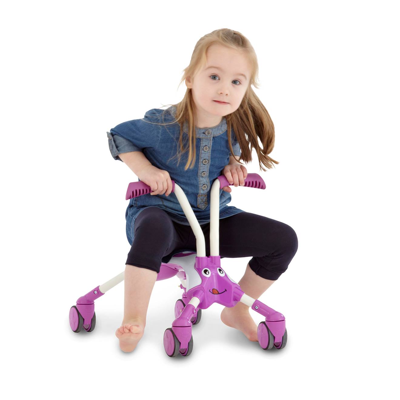 Porteur enfant pliable 4 roues scramblebug bubblegum métal blanc - rose