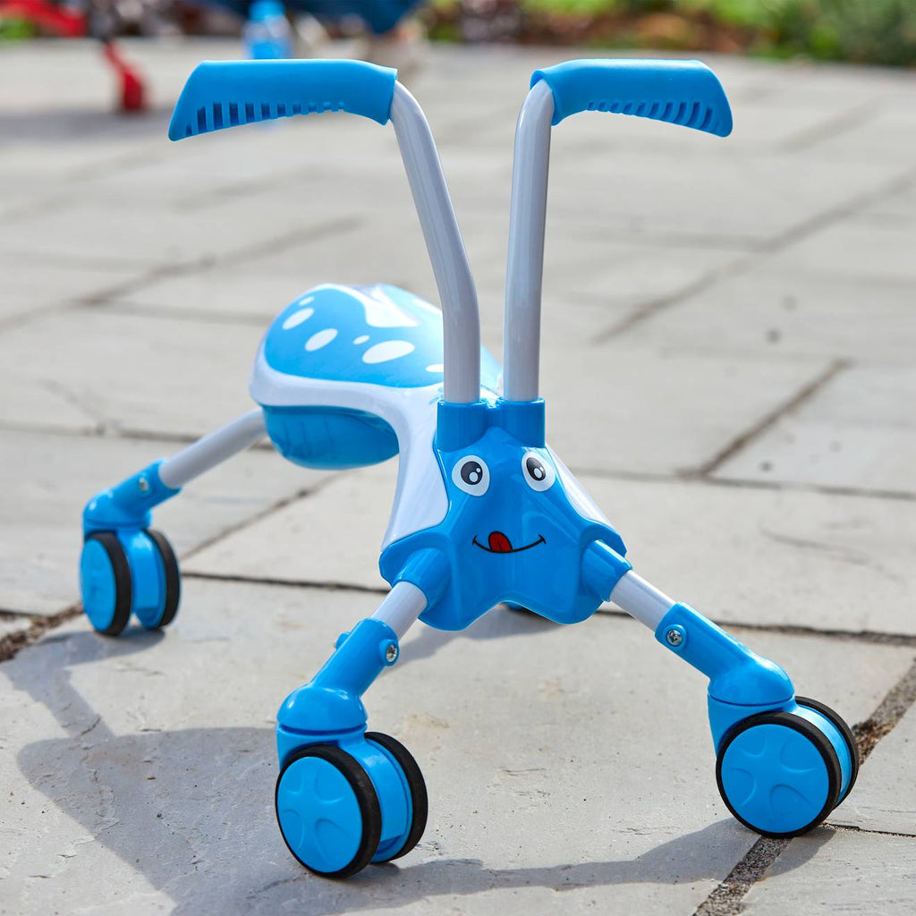 Porteur enfant pliable 4 roues scramblebug tide plastique bleu - blanc