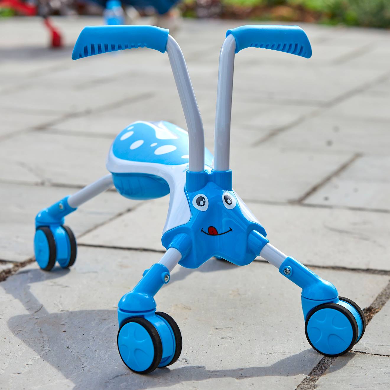 Porteur enfant pliable 4 roues scramblebug tide plastique bleu - blanc