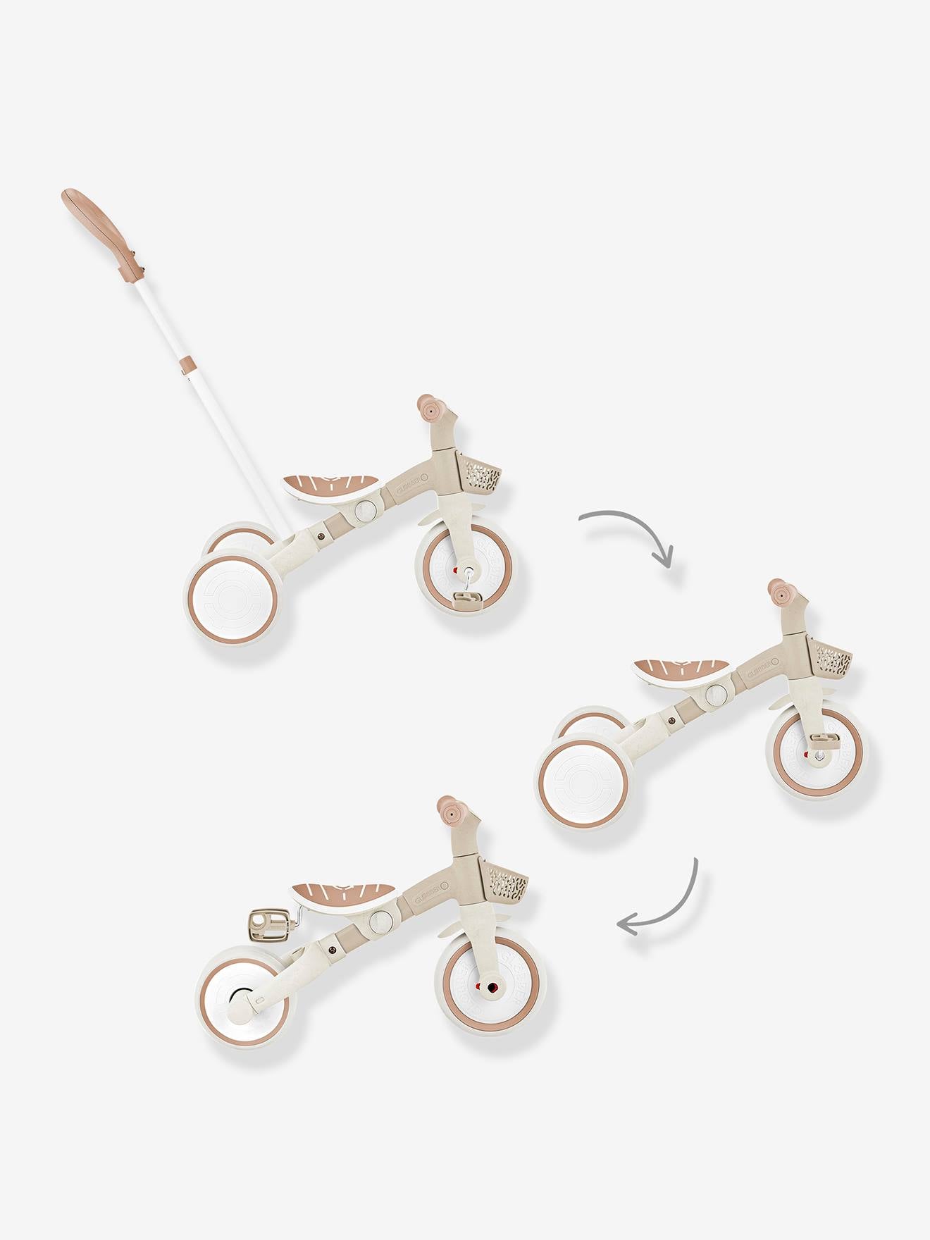 Porteur learning trike - tricycle 3 en 1 - taupe