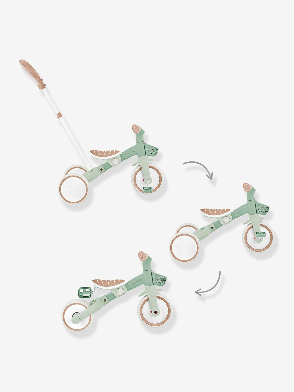 Porteur learning trike - tricycle 3 en 1 - olive