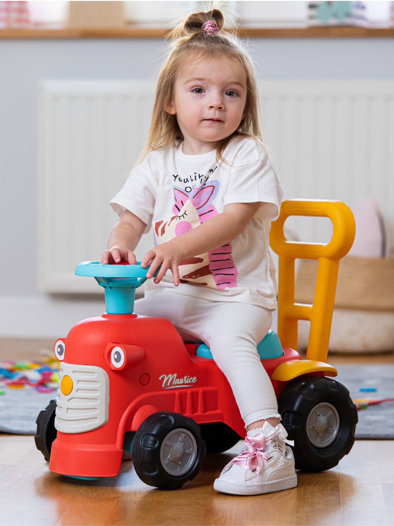 Porteur tracteur avec barre d'aide à la marche ergonomique rouge