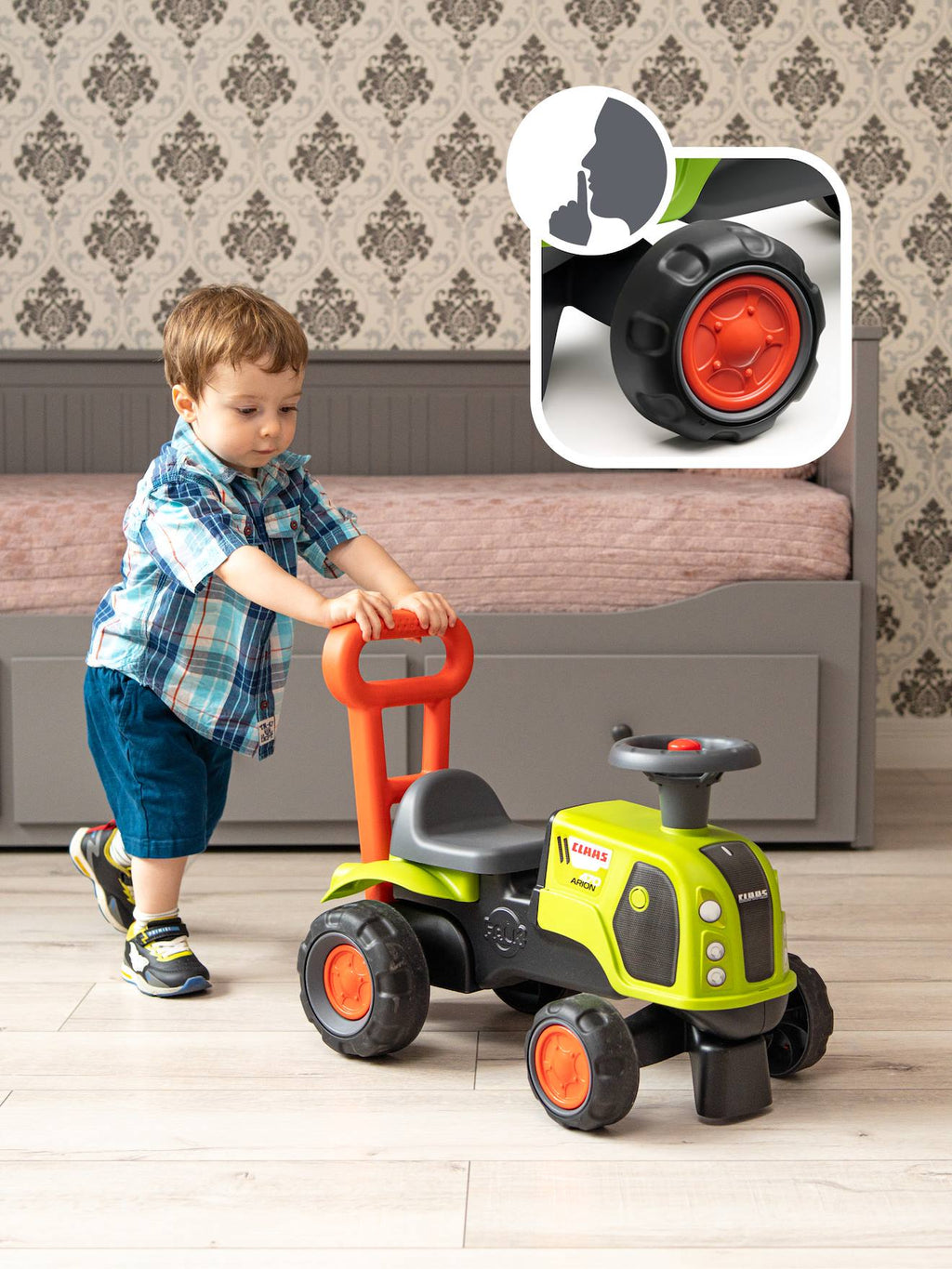 Porteur tracteur claas 1er âge avec roues silencieuses vert claas