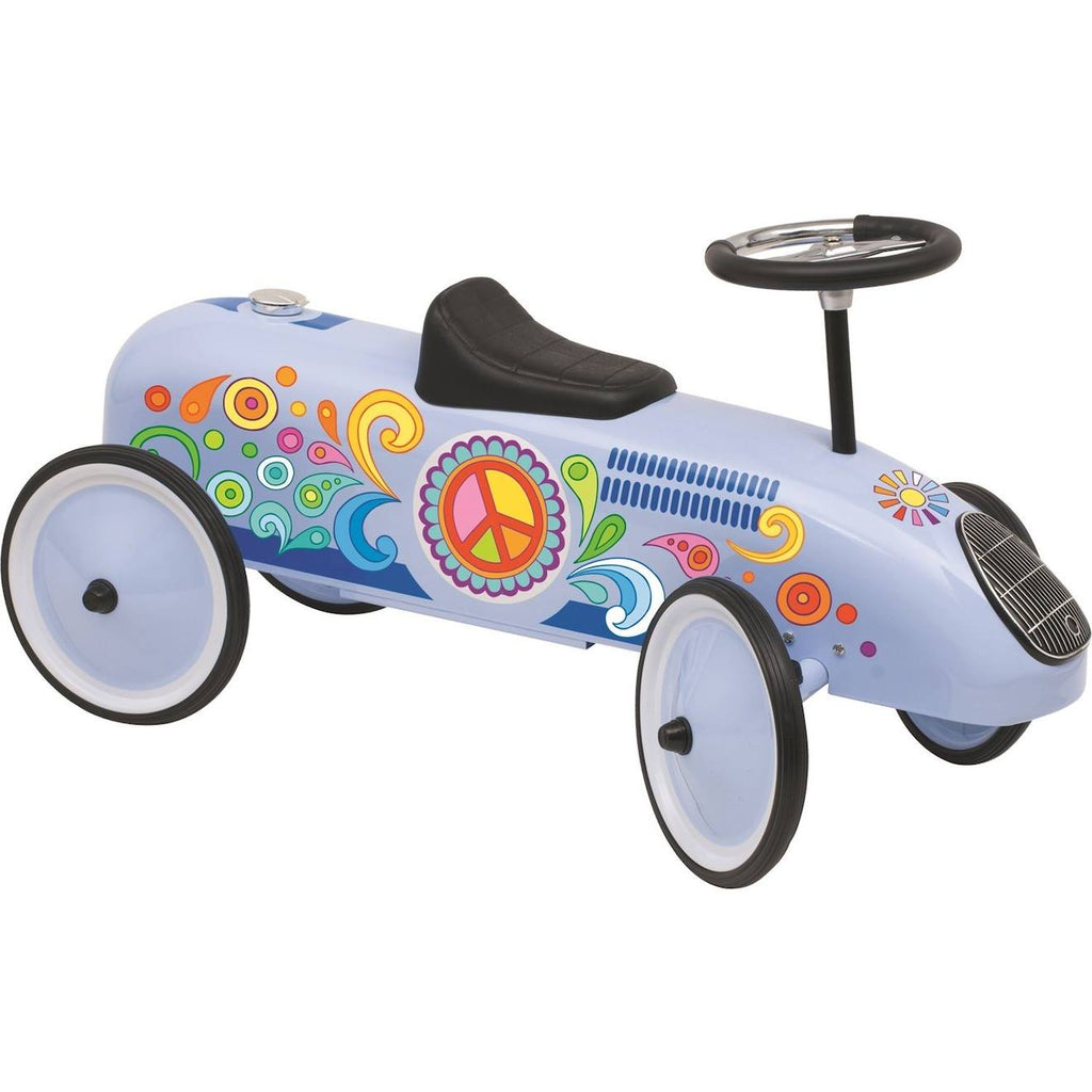 Porteur voiture bleu peace and love bleu