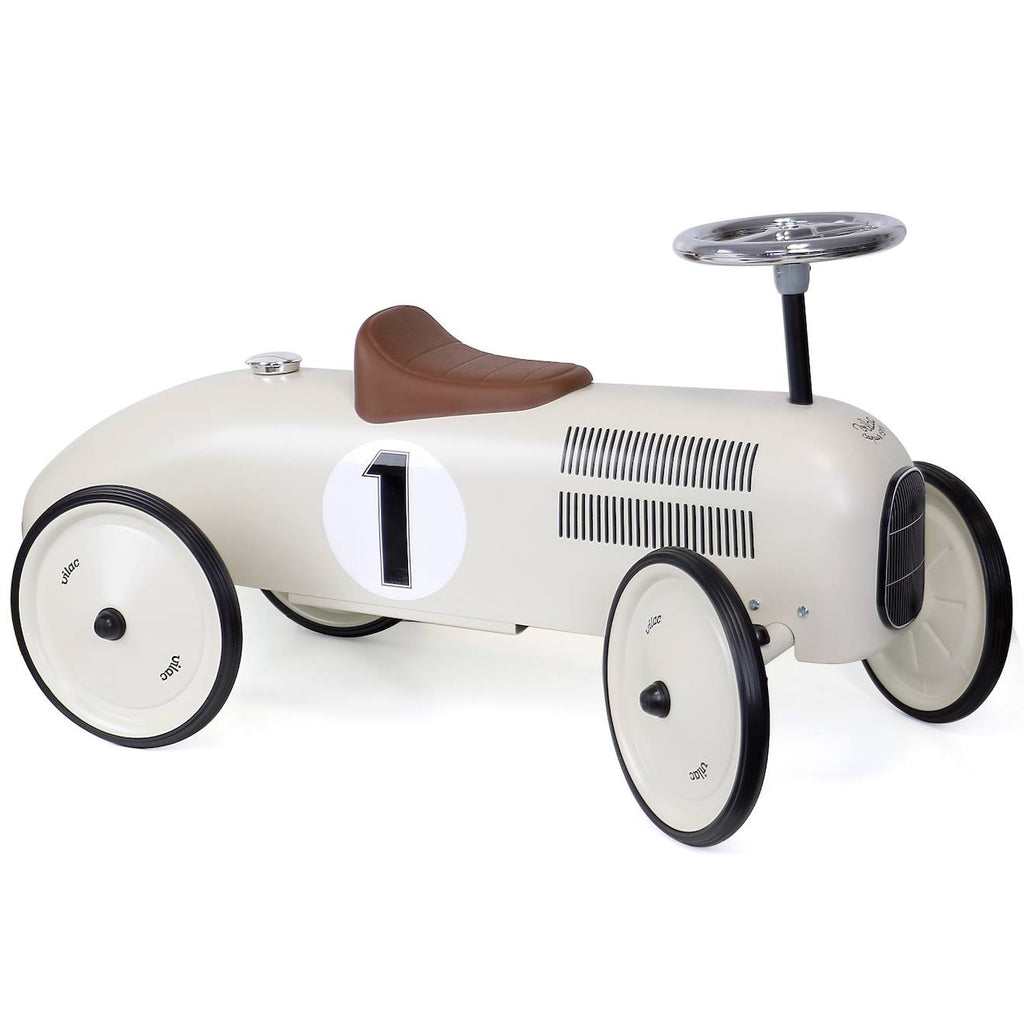 Porteur voiture vintage en métal blanc