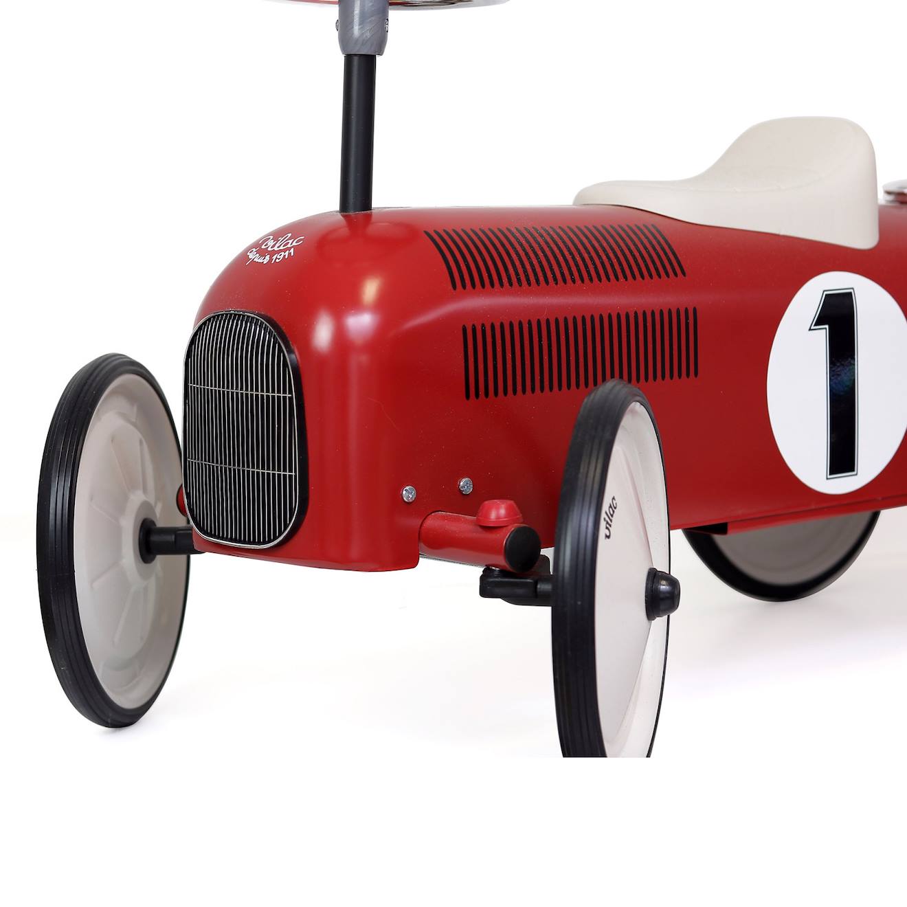 Porteur voiture vintage rouge et blanc crème
