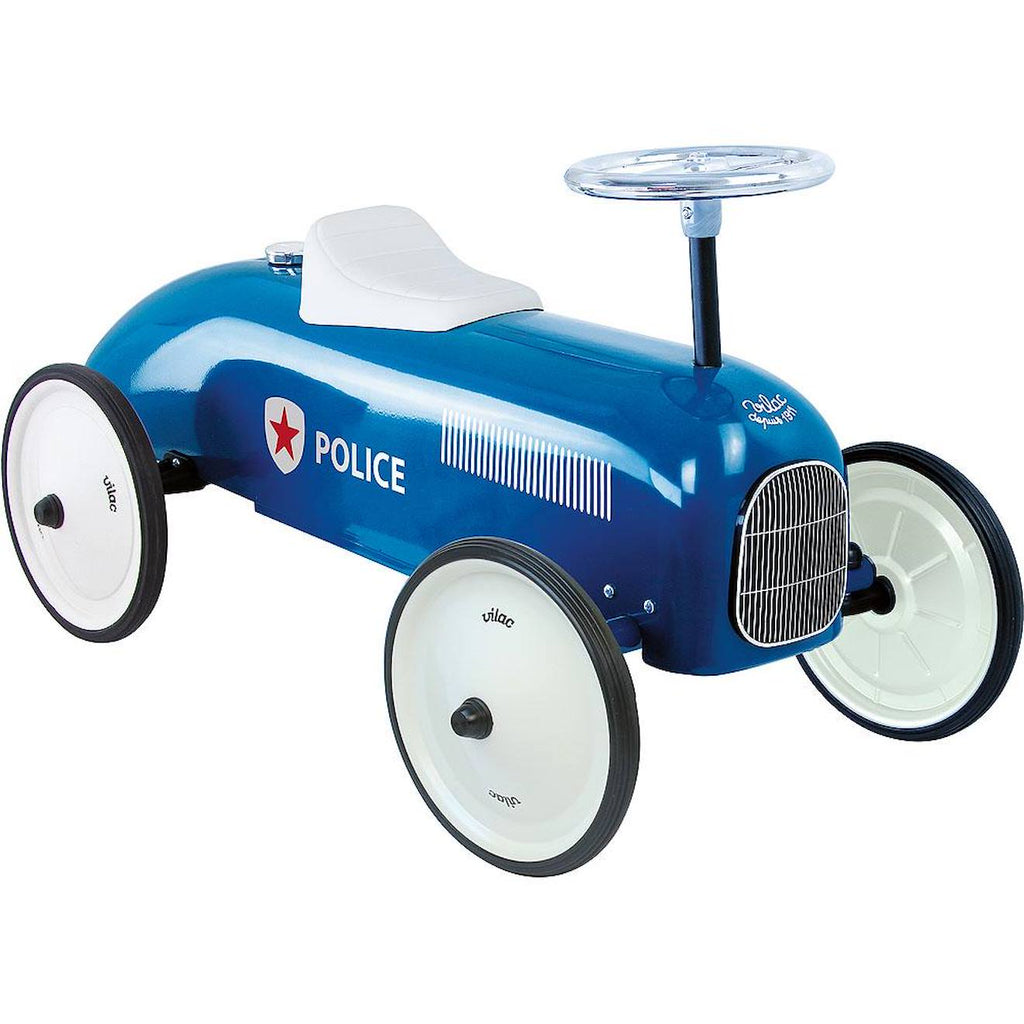 Porteur voiture vintage bleu police