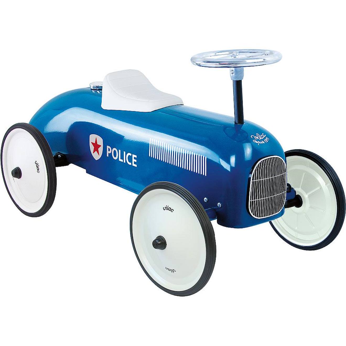 Porteur voiture vintage bleu police