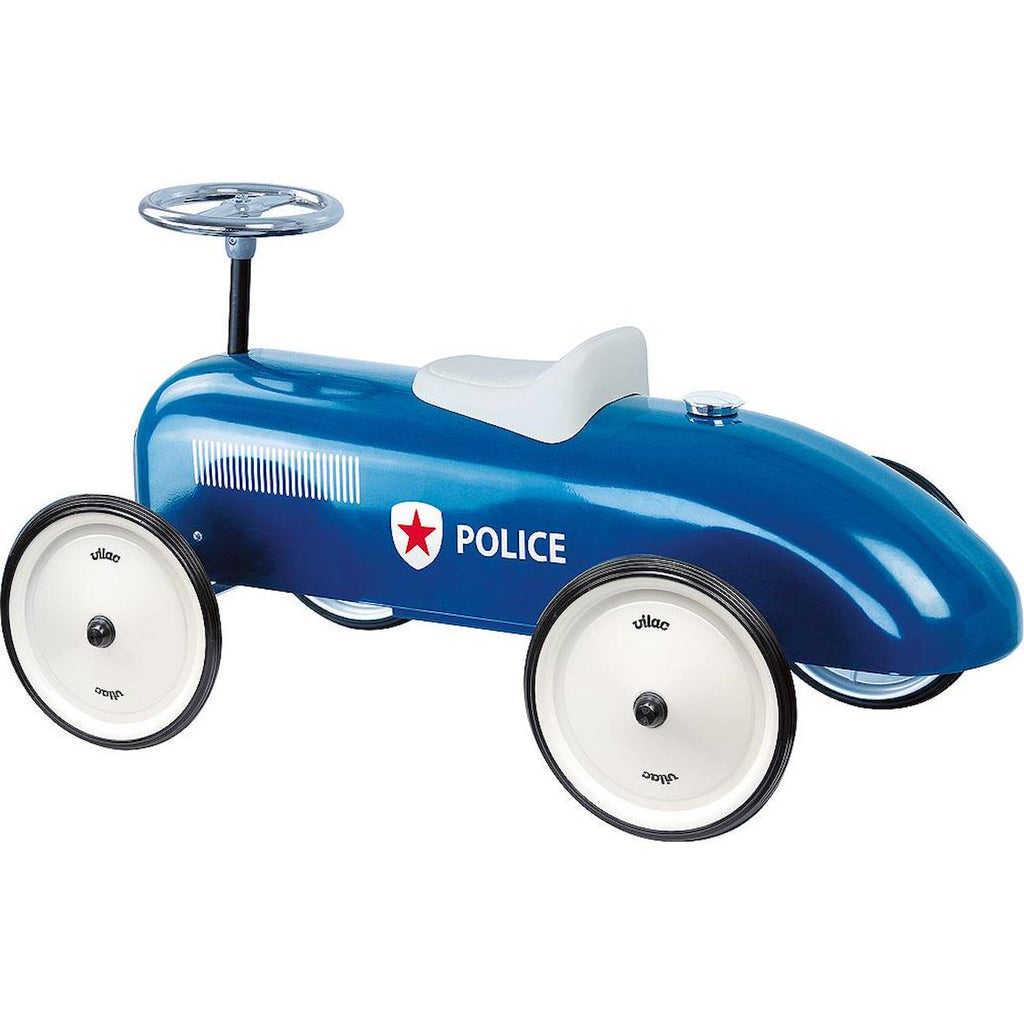 Porteur voiture vintage bleu police