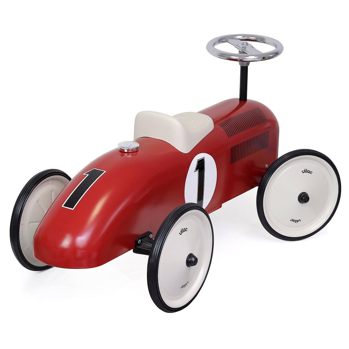 Porteur voiture vintage rouge et blanc crème