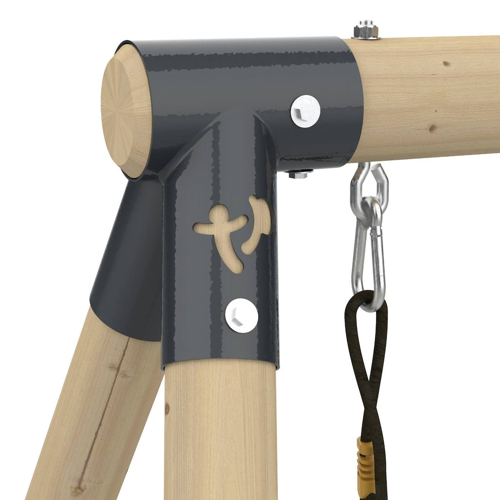 Portique 2 balançoires et vis-à-vis barbiche bois h224cm marron - gris anthracite - ver