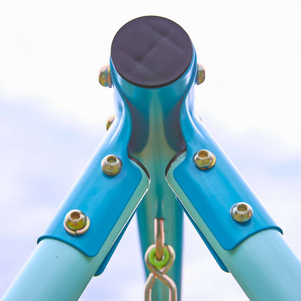 Portique 2 balançoires et vis-à-vis métal h185cm bleu - vert