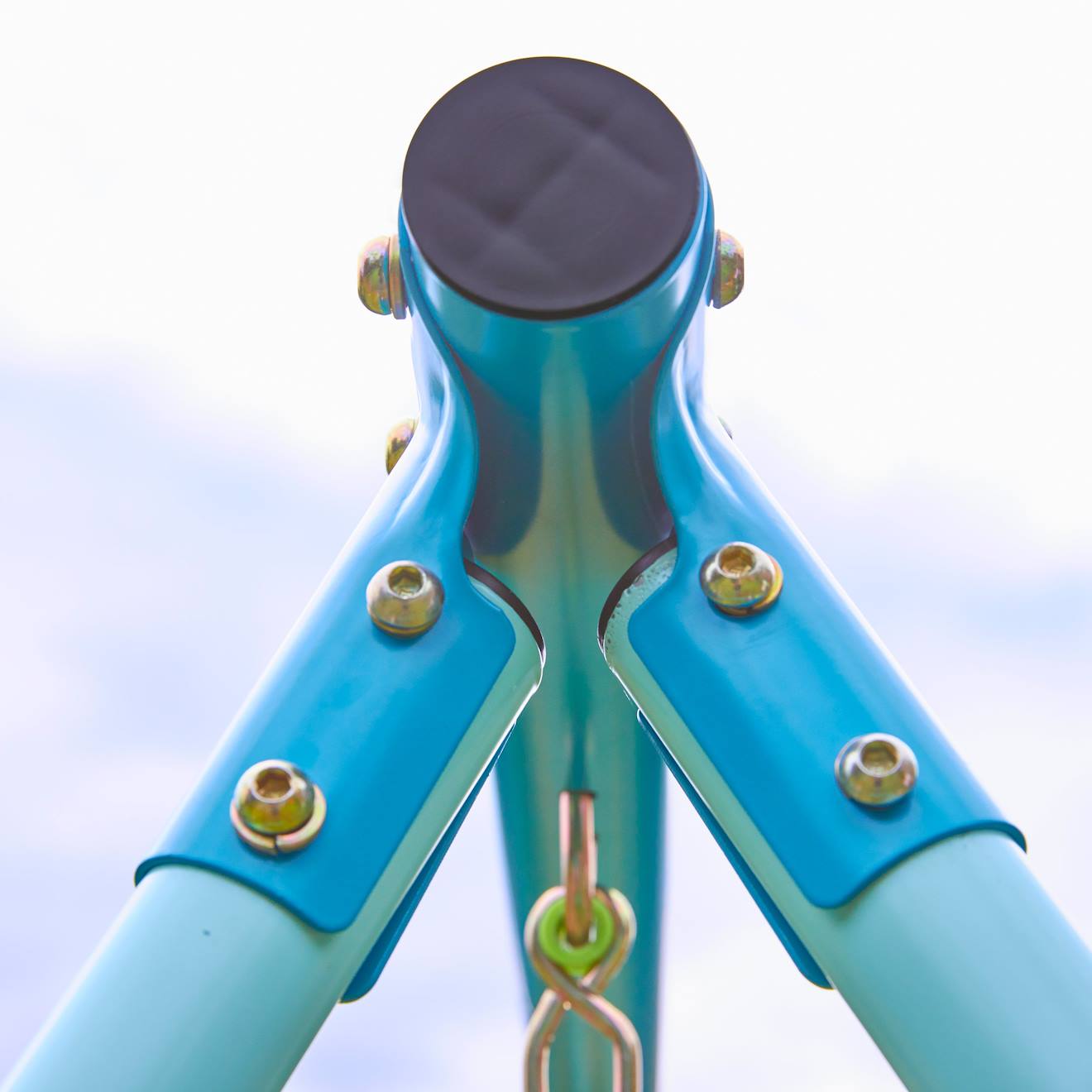 Portique 2 balançoires et vis-à-vis métal h185cm bleu - vert