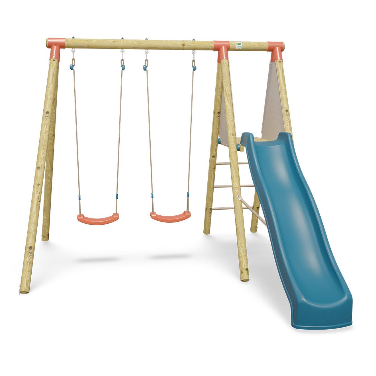 Portique balançoire bois 2.30 m avec toboggan milu 2 pour enfants bois