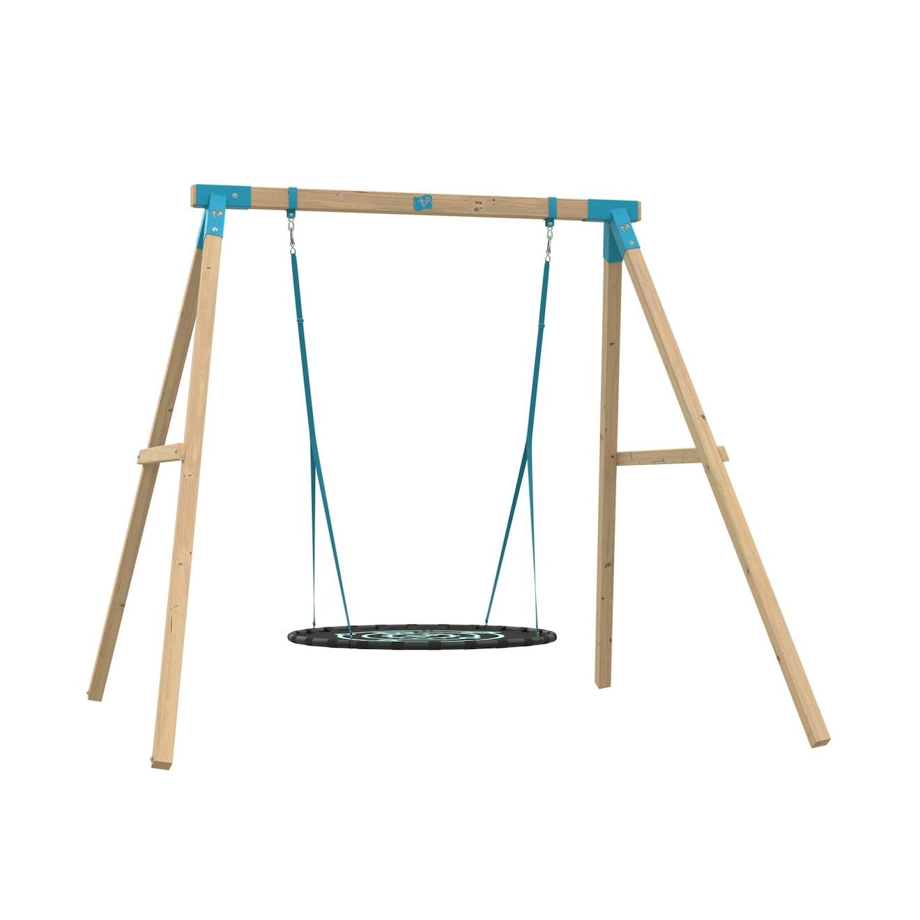 Portique balançoire nid amarante bois h243cm marron - bleu - vert