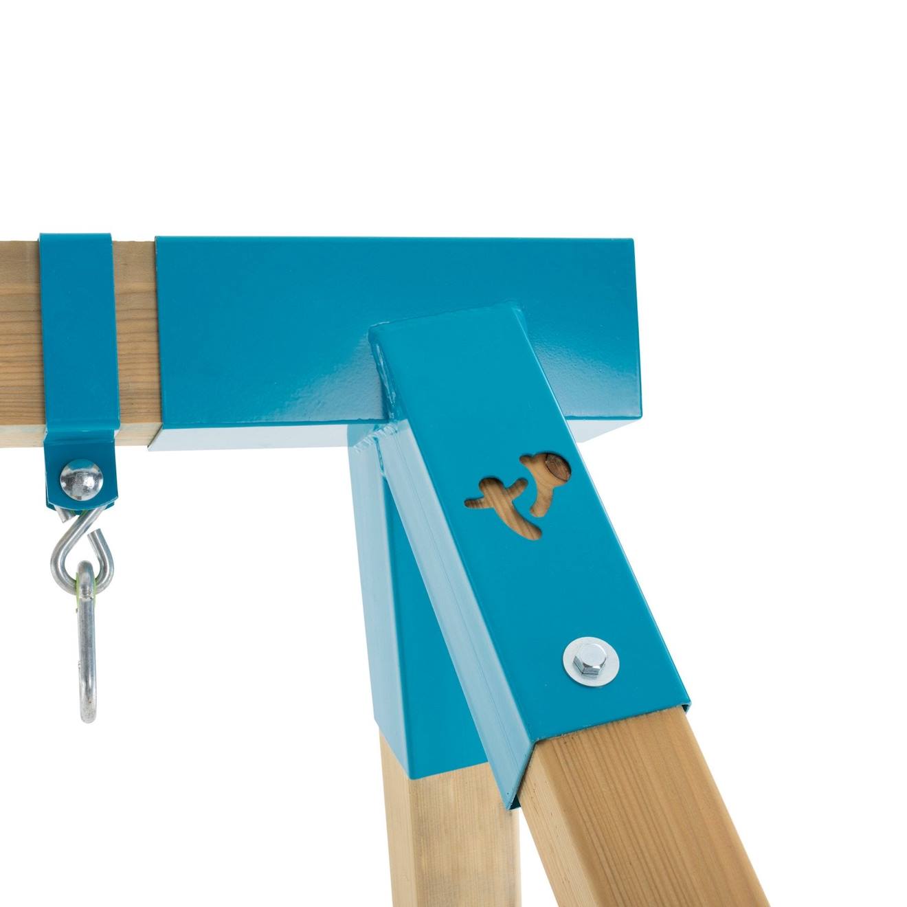 Portique balançoire nid amarante bois h243cm marron - bleu - vert