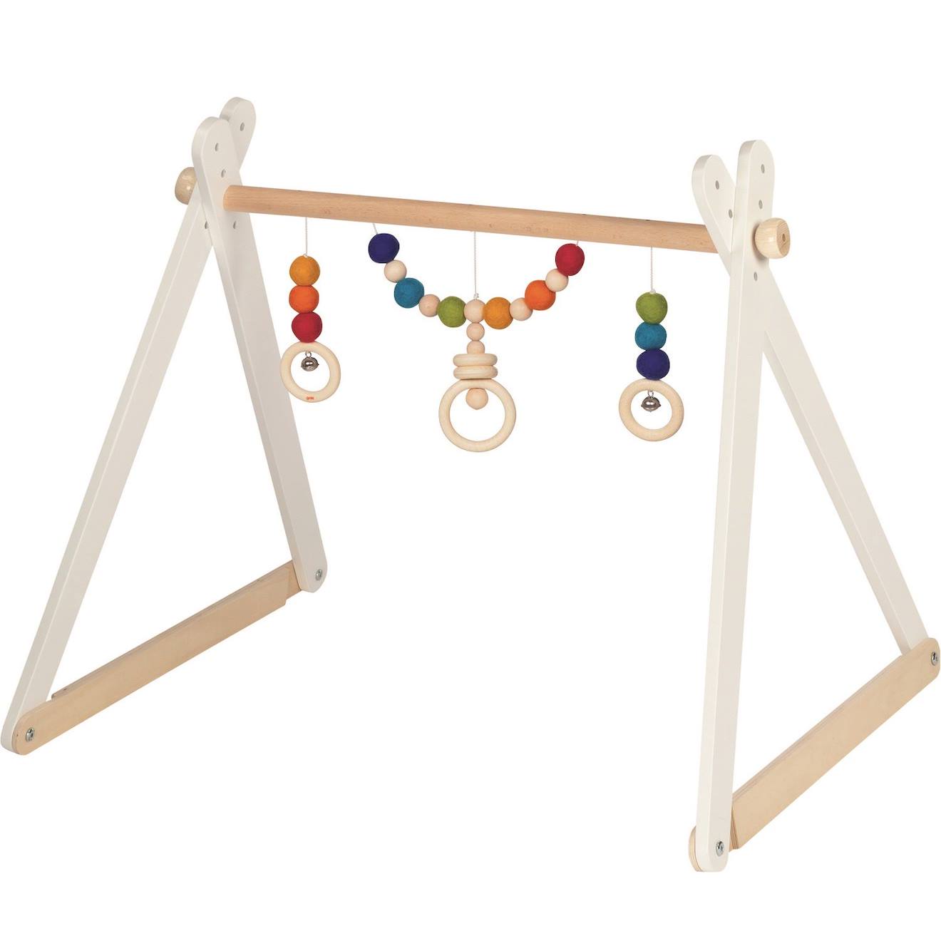 Portique d'activités en bois arc-en-ciel blanc