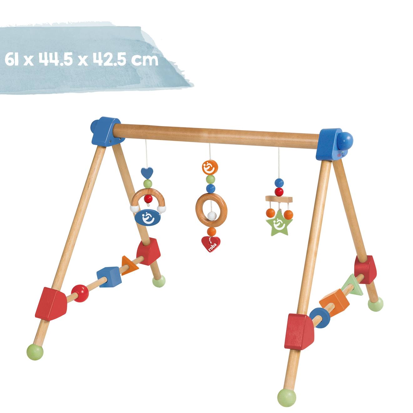 Portique d'éveil en bois massif + 3 pendentifs - arche d'activités multicolore