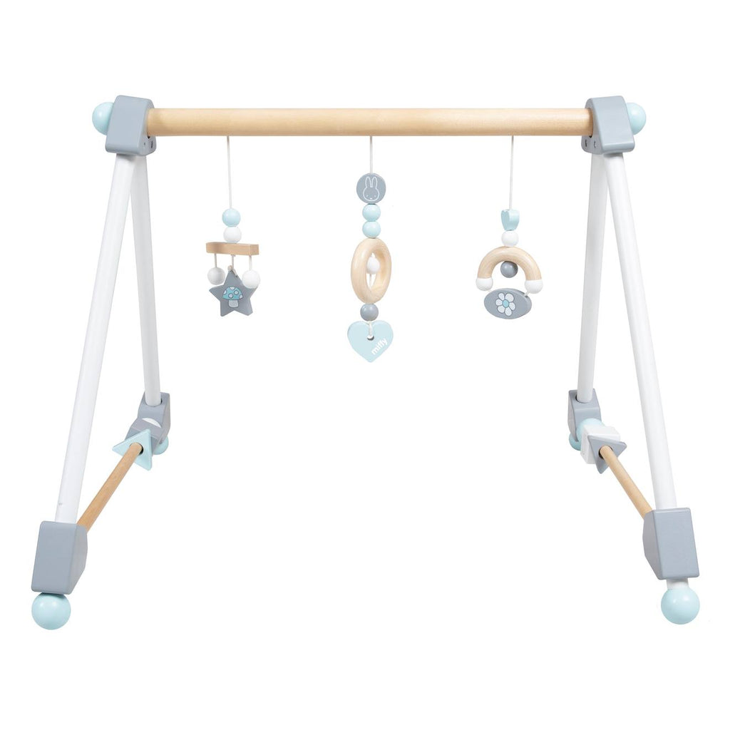 Portique d'éveil en bois massif + 3 pendentifs - arche d'activités blanc - gris / miffy