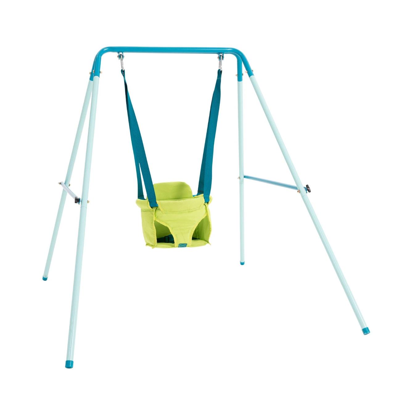 Portique fauteuil bébé pliant métal h129cm bleu - vert