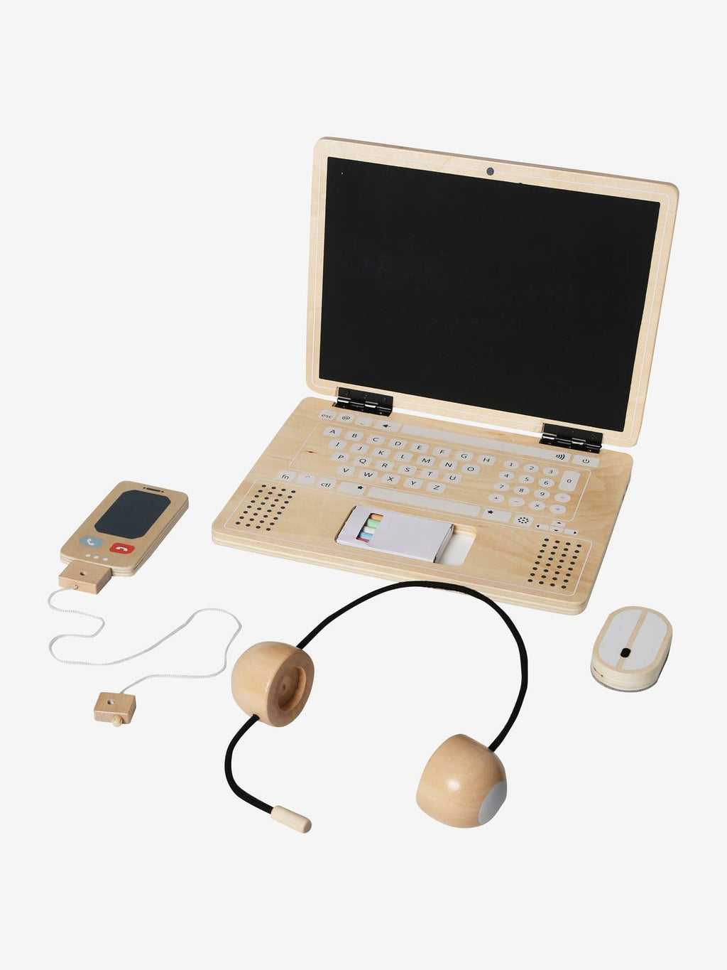 Poste de télétravail en bois FSC multicolore
