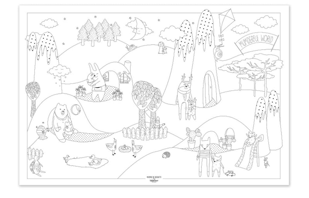 Poster à colorier monde merveilleux XL blanc