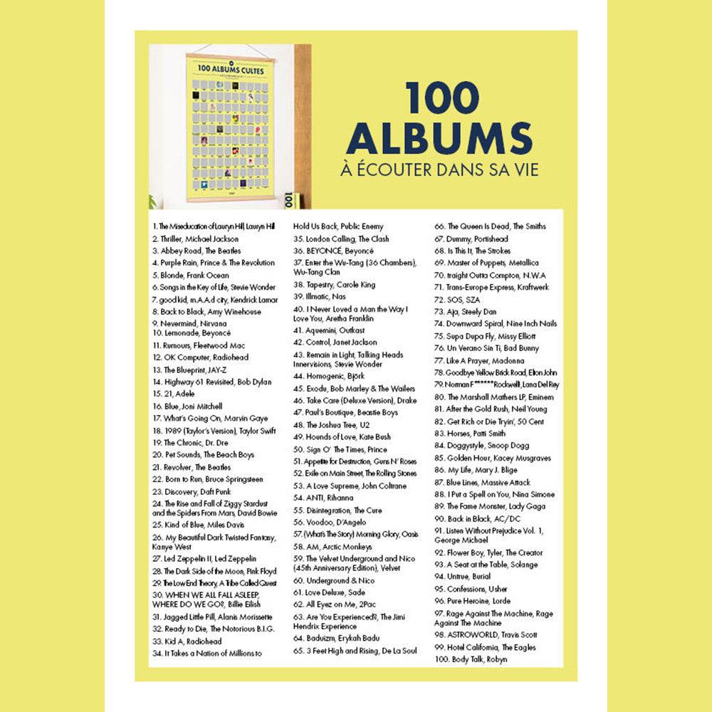 Poster à Gratter 100 Albums à Ecouter dans sa Vie - Poster à Gratter